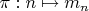 $\pi : n \mapsto m_n$
