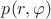 $p(r,\varphi)$ $p(r,\varphi)$