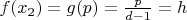 $f(x_2)=g(p)=\frac{p}{d-1}=h$