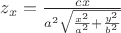 $z_{x}=\frac{cx}{a^{2}\sqrt{\frac{x^{2}}{a^{2}}+\frac{y^{2}}{b^{2}}}}$