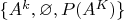 $\{A^k,\varnothing ,P(A^K)\}$