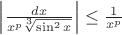 $\left|\frac{dx}{x^p\sqrt[3]{\sin^2 x}} \right| \leq \frac{1}{x^p}$