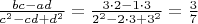 $\frac{bc - ad} {c^2-cd+d^2} = \frac {3\cdot 2 - 1\cdot 3} {2^2 - 2\cdot 3 + 3^2} = \frac {3} {7}$