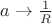 $a \rightarrow \frac{1}{R}$