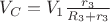 $V_C=V_1 \frac{r_3}{R_{3} + r_{3}}$
