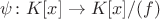 $\psi\colon K[x]\to K[x]/(f)$