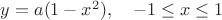 $y=a(1-x^2),\quad -1\le x\le 1$