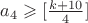 $a_4\geqslant [\frac{k+10}{4}]$