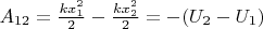 $A_{12}=\frac{kx_1^2}{2}-\frac{kx_2^2}{2}=-(U_2-U_1)$