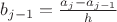 $b_{j-1}=\frac{a_j-a_{j-1}}{h}$