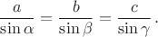 $${a\over\sin\alpha}={b\over\sin\beta}={c\over\sin\gamma}\,.$$