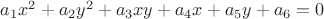 $a_1x^2+a_2y^2+a_3xy+a_4x+a_5y+a_6=0$