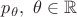 $p_{\theta}, \ \theta\in \mathbb R$