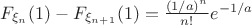 $F_{\xi_n}(1) - F_{\xi_{n+1}}(1) = \frac{(1/a)^n}{n!}e^{-1/a}$