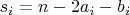 $s_i=n-2a_i-b_i$