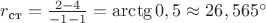 $r_{\text{ст}}=\frac{2-4}{-1-1}=\arctg 0,5\approx 26,565^{\circ}$
