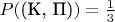 $P(\text{(К, П)}) = \frac 1 3$