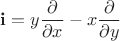 $$
{\bf i} = y \frac{\partial}{\partial x} - x \frac{\partial}{\partial y}
$$