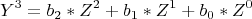 \[
Y^3  = b_2 *Z^2  + b_1 *Z^1  + b_0 *Z^0 
\]