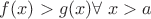 $f(x)>g(x) \forall\ x>a$