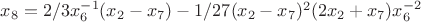 $x_8=2/3 x_6^{-1} (x_2-x_7 )-1/27 (x_2-x_7 )^2 (2x_2+x_7 ) x_6^{-2}$