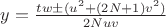 $y=\frac{tw\pm(u^2+(2N+1)v^2)}{2Nuv}$