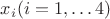 $x_i (i=1,\dots 4)$