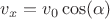 $v_x=v_0\cos(\alpha)$