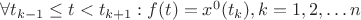 \forall  t_{k-1}\leq t< t_{k+1}: f(t)=x^{0}(t_{k}), k=1,2,\ldots n