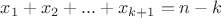 $x_1+x_2+...+x_{k+1}=n-k$