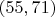 $(55, 71)$