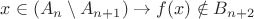 $$x\in (A_{n}\setminus A_{n + 1})\to f(x)\notin B_{n + 2}$$