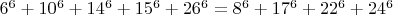 $6^6+10^6+14^6+15^6+26^6=8^6+17^6+22^6+24^6$