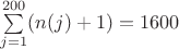 $\sum\limits_{j=1}^{200}(n(j)+1)=1600$