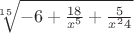 $\sqrt[15]{-6+\frac{18}{x^5}+\frac{5}{x^24}}$