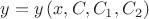 $y = y\left( {x, C, C_1 ,C_2 } \right)$