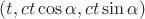 $(t,ct\cos\alpha,ct\sin\alpha)$