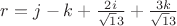$r =j - k +\frac{2i}{\sqrt 13} + \frac{3k}{\sqrt13}\h$