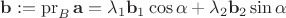 $\mathbf b:=\operatorname{pr}_B\mathbf a=\lambda_1\mathbf b_1\cos\alpha+\lambda_2\mathbf b_2\sin\alpha$