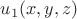 $u_{1}(x,y,z)$