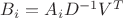 $B_i=A_iD^{-1}V^T$