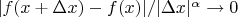 $|f(x+\Delta x)-f(x)|/|\Delta x|^\alpha\to0$