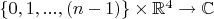 $\left\lbrace0,1,...,(n - 1)\right\rbrace\times\mathbb{R}^4\to\mathbb{C}$