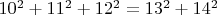$10^2+11^2+12^2=13^2+14^2$