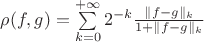 $\rho(f,g)=\sum\limits_{k=0}^{+\infty}2^{-k}\frac{\|f-g\|_k}{1+\|f-g\|_k}$