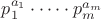 $p_1^{a_1} \cdot \dots \cdot p_m^{a_m}$