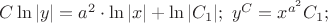 $C\ln |y|=a^2\cdot \ln |x|+\ln|C_1|;\  y^C=x^{a^2}C_1;$