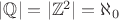 $|\mathbb Q|=|\mathbb Z^2|=\aleph_0$