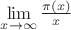 $\lim\limits_{x\to\infty}\frac{\pi (x)}{x}$