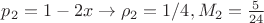 $p_2=1-2x \to  \rho _2=1/4  , M_2=\frac {5} {24}$